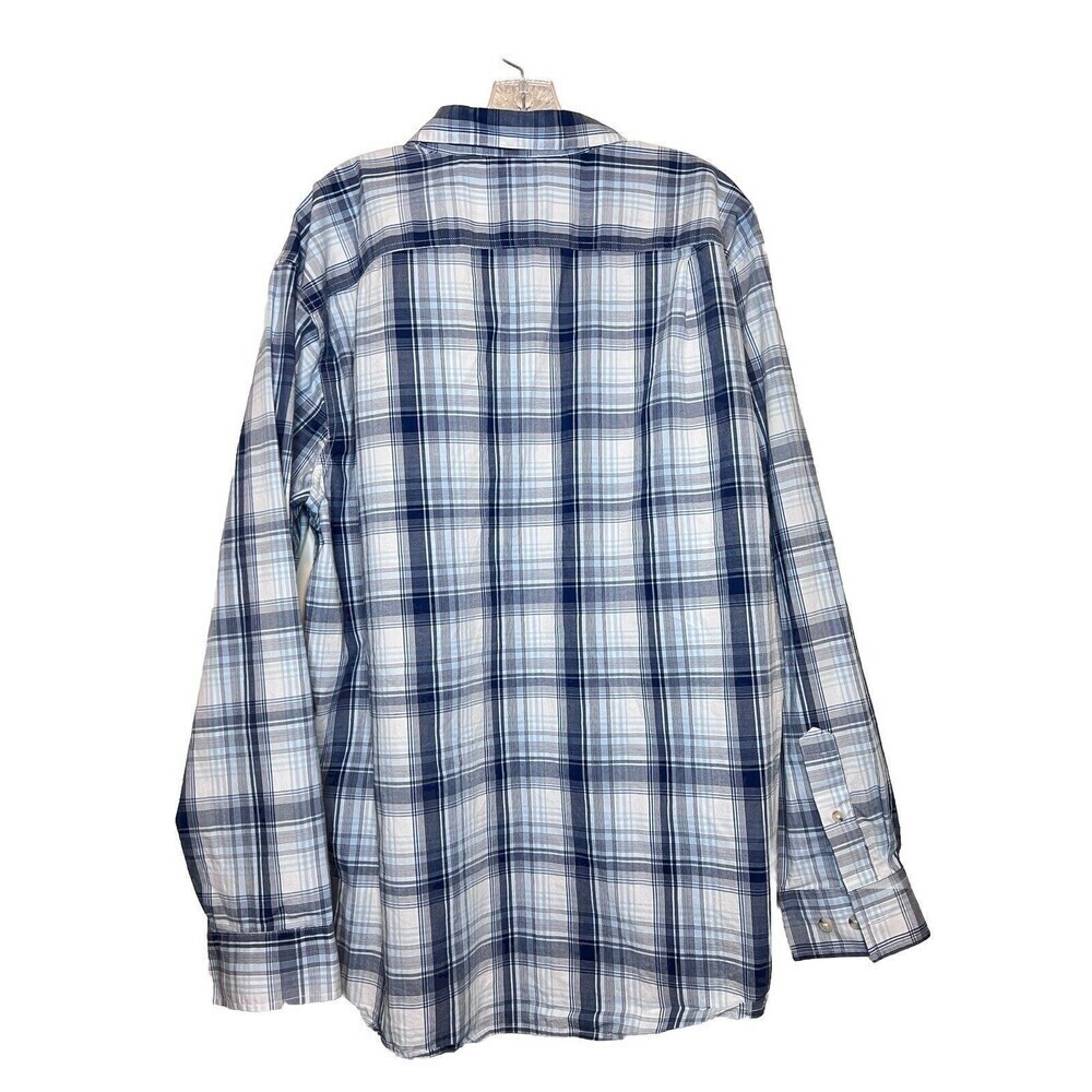 Blue Mountain Men's XL Blue Plaid Button‎ Down Casual Long Sleeve Shirt